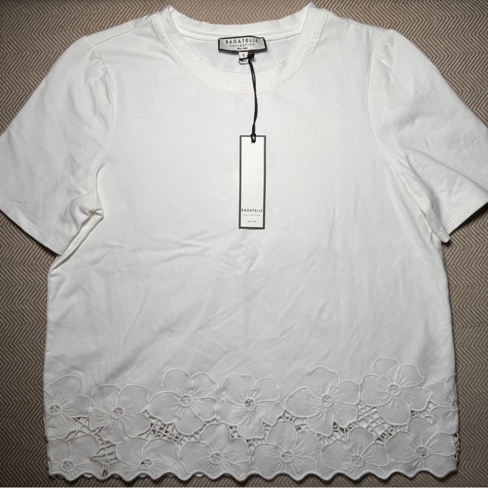 Bagatelle Collection Cotton Eyelet Short Sleeve Shirt NWT Size Small Cottagecore